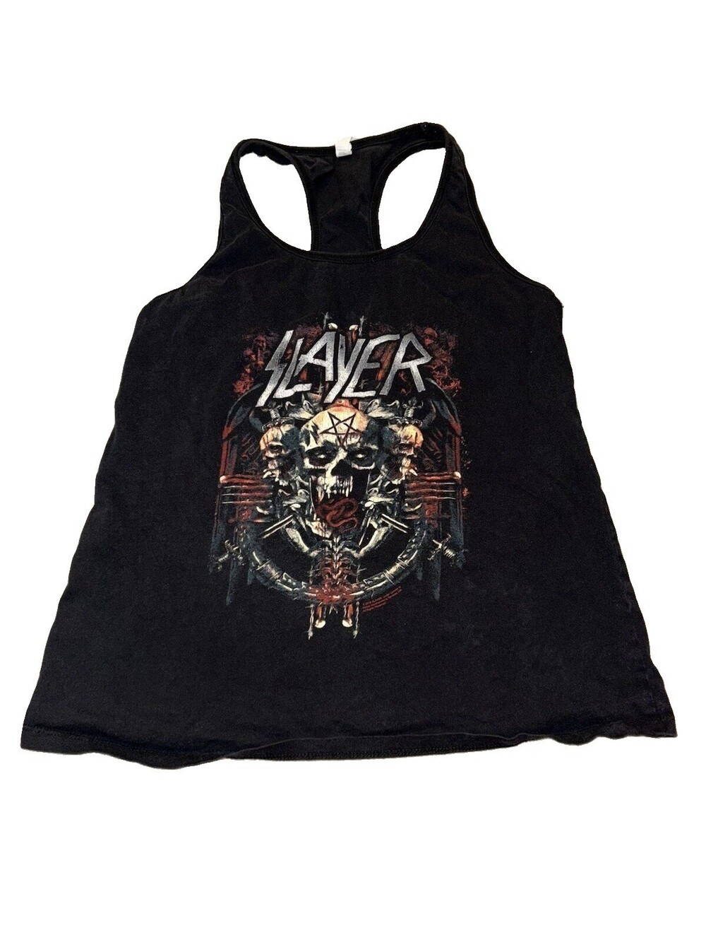 Slayer Black Tank Top Graphic Skull Metal Band Y2K Streetwear Size M